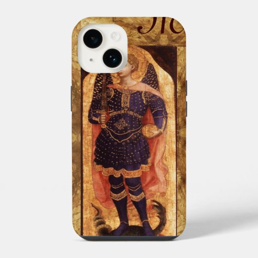 ERZENGEL MICHAEL MIT DRACHEN Monogramm iPhone Hülle (Rückseite)