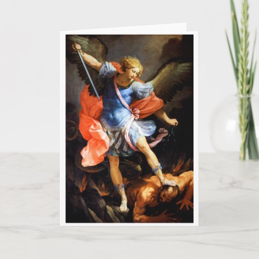 Erzengel Michael tramples Satan, Guido Reni Karte (Vorderseite)
