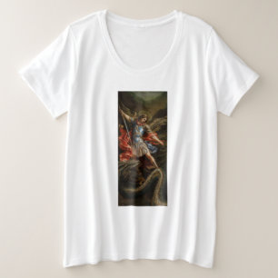 Erzengel Michael und böse Schlange Große Größe T-Shirt