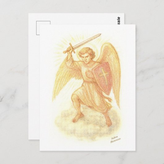 Erzengel mit Schwert Postkarte (Vorne/Hinten)