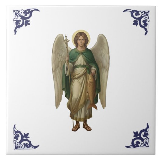 Erzengel Raphael Engel Religiöse Kunst Fliese (Vorderseite)