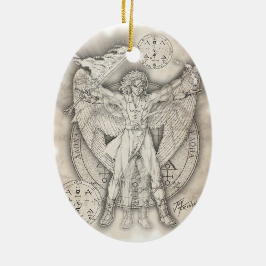 Erzengel Uriel Verzierung Keramik Ornament (Hinten)