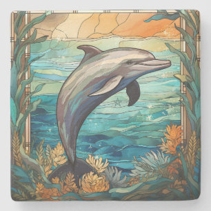 Erzeugen Sie Ihren eigenen Buntglas-Look Delfin Mo Steinuntersetzer