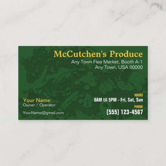 Erzeugnis-Visitenkarte Visitenkarte (Vorderseite)