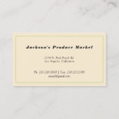 Erzeugung des Warenkorbs Obst und Gemüse Visitenkarte (Rückseite)