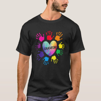 Erzieher Herz farbenfrohe Hände Lehrer Liebe jede T-Shirt
