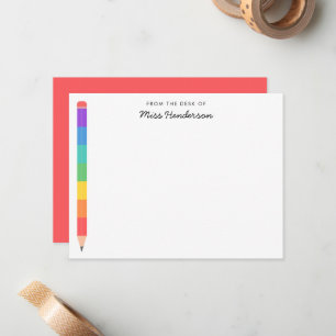 Erzieherin Regenbogen Bleistift Custom  Mitteilungskarte