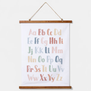 Erzieherische Regenbogenfarben Alphabet Wandteppich Mit Holzrahmen