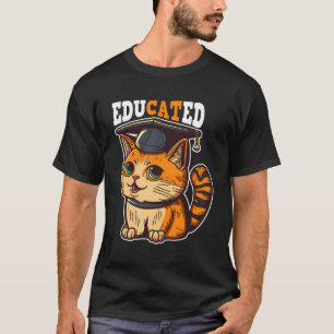 Erziehte Katze in Graduation Cap Abschluss Decorat T-Shirt