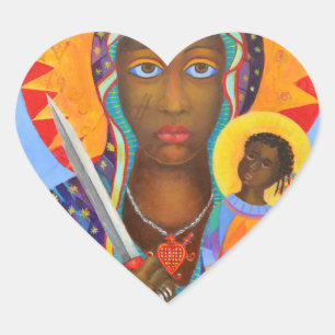 Erzulie Dantor Voodoo Liebesgöttin Religion Haiti Herz-Aufkleber