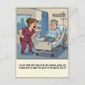 Erzürnte Krankenschwester schreit auf verblüfften Postkarte (Vorderseite)