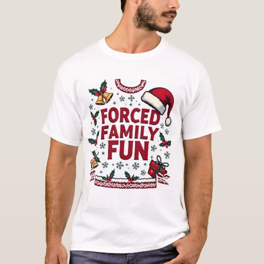 Erzwungener Familienspass Sarcastic Erwachsene Wei T-Shirt (Vorderseite)