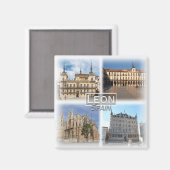 ES0141 Europa, Spanien, Leon, Kühlschrank Magnet (Vorderseite/Rückseite)