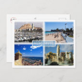 ES Alicante - Skyline - Postiguet Beach - Erklärun Postkarte (Vorne/Hinten)