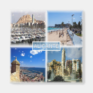ES Alicante - Skyline - Postiguet strand - Erklär Magnet