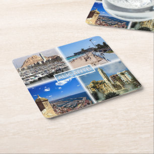 ES Alicante - Skyline - Postiguet Strand - Promena Rechteckiger Pappuntersetzer
