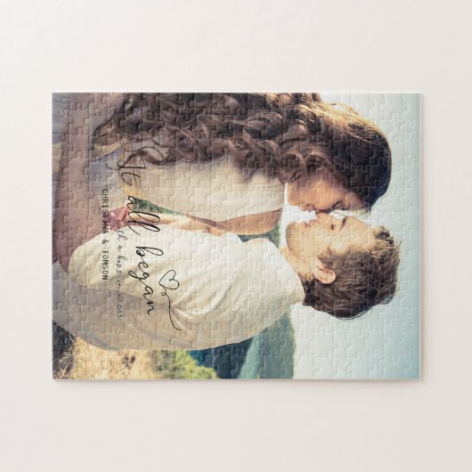 Es begann alles Elegantes Script Couple-Geschenk-F Puzzle (Horizontal)