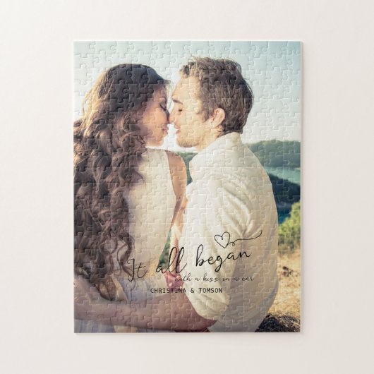 Es begann alles Elegantes Script Couple-Geschenk-F Puzzle (Vertikal)