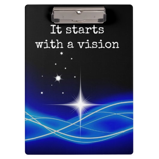 Es beginnt mit einem Visions-Klemmbrett Klemmbrett (Vorderseite)