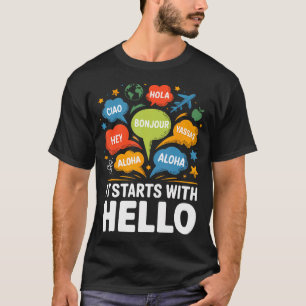 Es beginnt mit Hallo Freundschaft Lehrer Inklusion T-Shirt