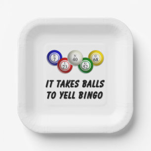 Es braucht Balls bis Yell Bingo Pappteller