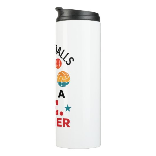 Es braucht Balls, um Lehrer Funny Coach zu sein Thermosbecher (Nach rechts gedreht)