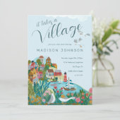 Es braucht ein Baby-Duschbad-Party Einladung (Stehend Vorderseite)