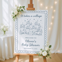 Es braucht ein Dorf Babyshower-Willkommensschild