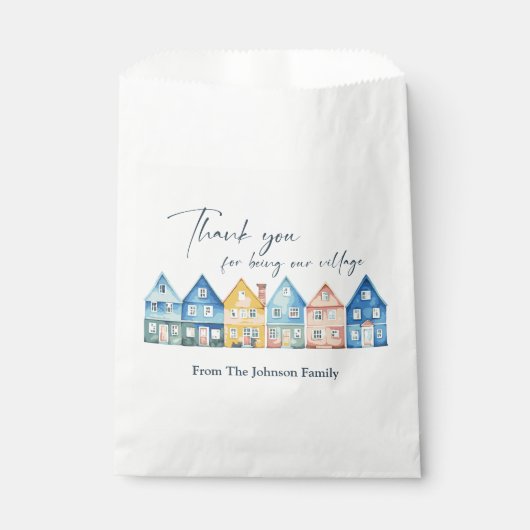 "Es braucht ein Dorf" Danke, Dusche Geschenktütchen (Vorderseite)