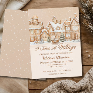 Es braucht ein Dorf Gingerbread Winter-Baby-Party Einladung