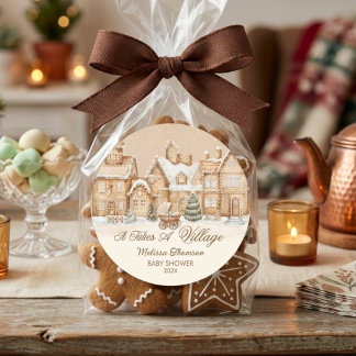 Es braucht ein Dorf Gingerbread Winter Baby Shower Runder Aufkleber
