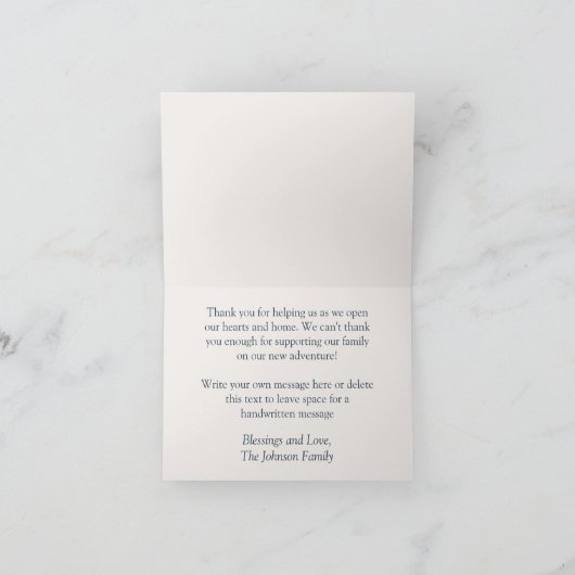 "Es braucht ein Dorf" Pflege- und Adoption-Dusche Dankeskarte (Innenseite)