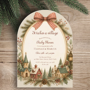 Es braucht ein Dorf Rustic Winter Baby Shower Einladung