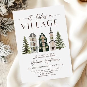 Es braucht ein Dorf Weihnachten Baby Shower Einladung