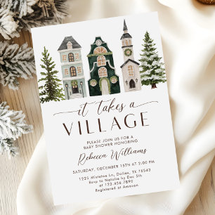Es braucht ein Dorf Weihnachten Baby Shower Einladung