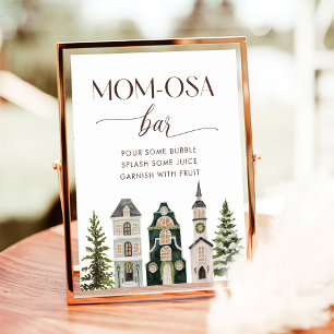 Es braucht ein Dorf Winter-Baby-Shower Mom-osa-Bar Poster