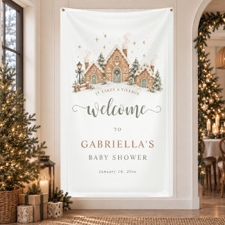 Es braucht ein Dorf Winter-Baby-Shower-Willkommens Banner