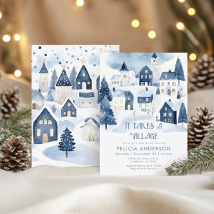 Es braucht ein Dorf Winter Navy Baby Jungen Dusche Einladung
