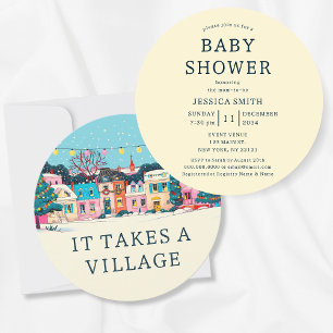 Es braucht ein Dorf Winter Neutrale Babyparty Einladung