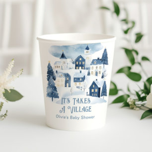 Es braucht ein Dorf Winter-Schnee-Baby-Party Pappbecher