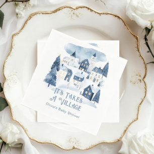 Es braucht ein Dorf Winter-Schnee-Baby-Party Serviette