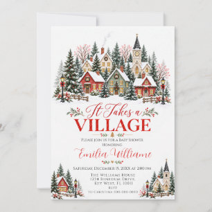 Es braucht ein Dorf Winter-Weihnachts-Babyparty Einladung