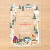 Es braucht ein Feriendorf Stadt Clear Baby Dusche Acryleinladungen (Vorderseite)