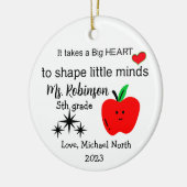 "Es braucht ein großes Herz", Lehrer Weihnachtssch Keramik Ornament (Links)