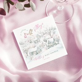 Es braucht ein Village Pink Girl Stork Baby Dusche Serviette