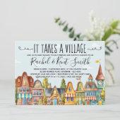 Es braucht eine Baby-Dusche im Dorf Einladung (Stehend Vorderseite)