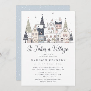 Es braucht eine Baby-Dusche im Dorf Schnee Einladung