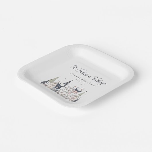 Es braucht eine Baby-Dusche im Dorf Schnee Pappteller (Gewinkelt)