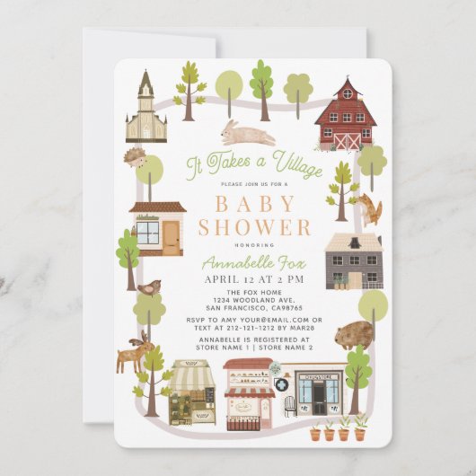 Es braucht eine Dorfwaldtierdusche. Einladung (Vorderseite)