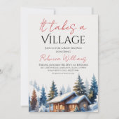 Es braucht eine neutrale Winter-Babydusche im Dorf Einladung (Vorderseite)